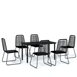 vidaXL 7-tlg. Garten-Essgruppe Schwarz