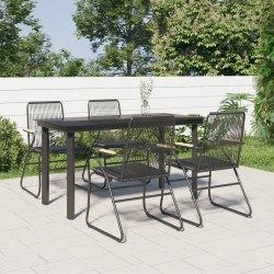 vidaXL 5-tlg. Garten-Essgruppe Schwarz PVC Rattan