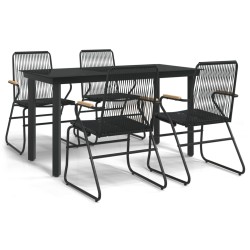 vidaXL 5-tlg. Garten-Essgruppe Schwarz PVC Rattan