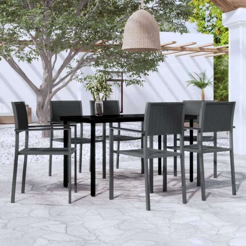 vidaXL 7-tlg. Garten-Essgruppe Schwarz vidaXL 7-tlg. Garten-Essgruppe Schwarz