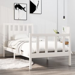 vidaXL Massivholzbett Weiß 90x190 cm