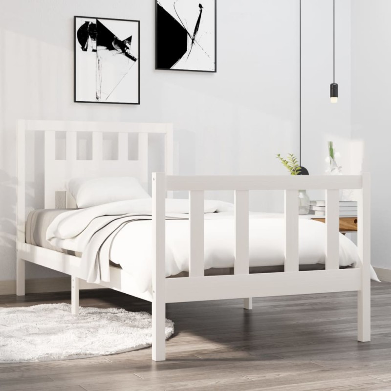 vidaXL Massivholzbett Weiß 90x190 cm vidaXL Massivholzbett Weiß 90x190 cm
