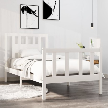 vidaXL Massivholzbett Weiß 90x190 cm
