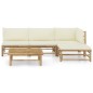 5-tlg. Garten-Lounge-Set mit Cremeweißen Kissen Bambus 5-tlg. Garten-Lounge-Set mit Cremeweißen Kissen Bambus