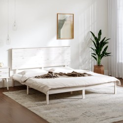 vidaXL Massivholzbett Weiß 150x200 cm