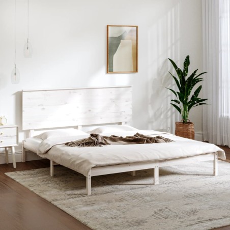 vidaXL Massivholzbett Weiß 150x200 cm