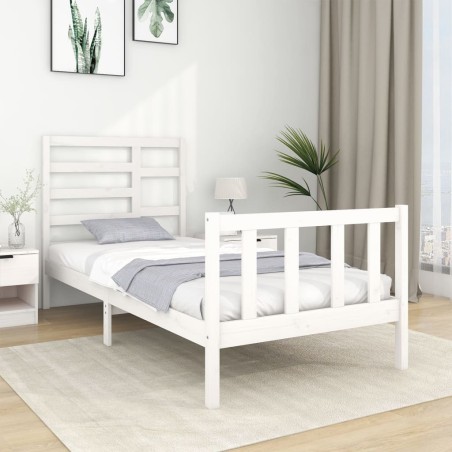 vidaXL Massivholzbett Weiß 75x190 cm