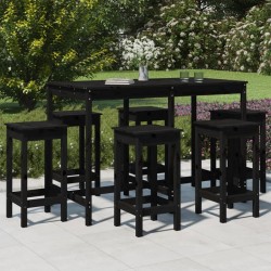 vidaXL 7-tlg. Gartenbar-Set Schwarz Massivholz Kiefer