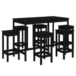 vidaXL 7-tlg. Gartenbar-Set Schwarz Massivholz Kiefer
