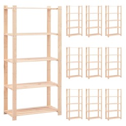 vidaXL Lagerregale 5 Böden 10 Stk. 80x38x170cm Massivholz Kiefer 250kg