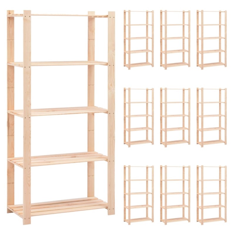 vidaXL Lagerregale 5 Böden 10 Stk. 80x38x170cm Massivholz Kiefer 250kg vidaXL Lagerregale 5 Böden 10 Stk. 80x38x170cm Massivholz Kiefer 250kg