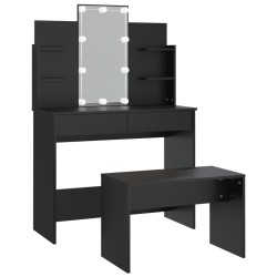 vidaXL Schminktisch-Set mit LED Schwarz Holzwerkstoff