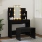 vidaXL Schminktisch-Set mit LED Schwarz Holzwerkstoff vidaXL Schminktisch-Set mit LED Schwarz Holzwerkstoff