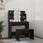 vidaXL Schminktisch-Set mit LED Schwarz Holzwerkstoff vidaXL Schminktisch-Set mit LED Schwarz Holzwerkstoff