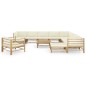 12-tlg. Garten-Lounge-Set mit Cremeweißen Kissen Bambus 12-tlg. Garten-Lounge-Set mit Cremeweißen Kissen Bambus