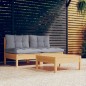 vidaXL 3-tlg. Garten-Lounge-Set mit Grauen Kissen Kiefernholz vidaXL 3-tlg. Garten-Lounge-Set mit Grauen Kissen Kiefernholz
