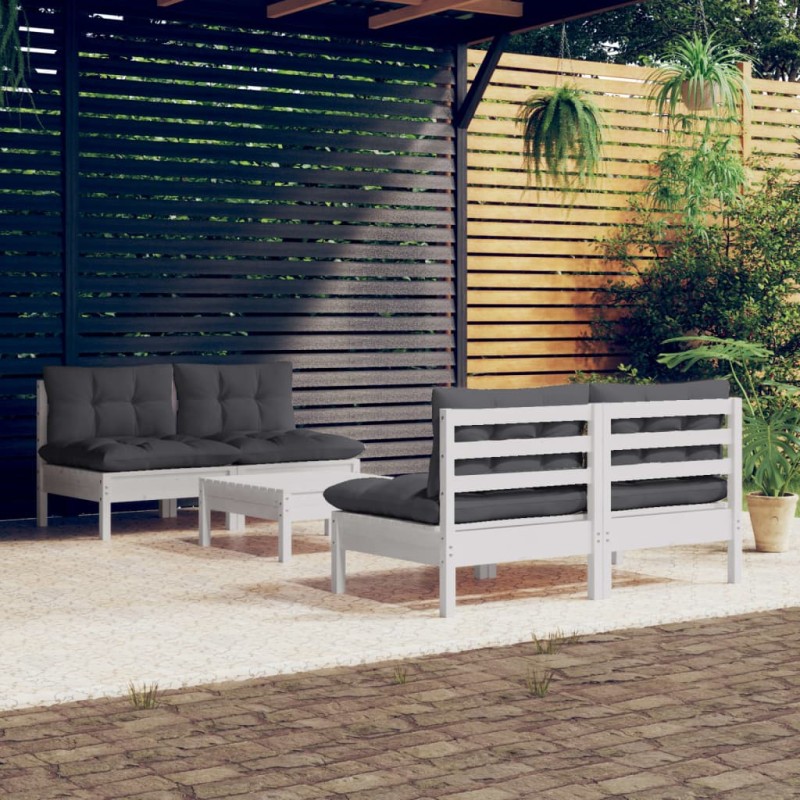 vidaXL 5-tlg. Garten-Lounge-Set mit Anthrazit Kissen Kiefernholz vidaXL 5-tlg. Garten-Lounge-Set mit Anthrazit Kissen Kiefernholz