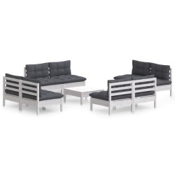 vidaXL 9-tlg. Garten-Lounge-Set mit Anthrazit Kissen Kiefernholz
