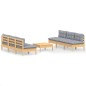vidaXL 7-tlg. Garten-Lounge-Set mit Grauen Kissen Kiefernholz vidaXL 7-tlg. Garten-Lounge-Set mit Grauen Kissen Kiefernholz