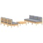 vidaXL 7-tlg. Garten-Lounge-Set mit Grauen Kissen Kiefernholz vidaXL 7-tlg. Garten-Lounge-Set mit Grauen Kissen Kiefernholz