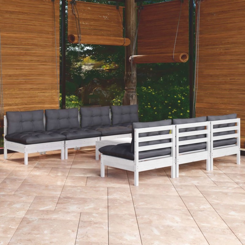 vidaXL 8-tlg. Garten-Lounge-Set mit Anthrazit Kissen Kiefernholz vidaXL 8-tlg. Garten-Lounge-Set mit Anthrazit Kissen Kiefernholz