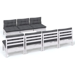 vidaXL 8-tlg. Garten-Lounge-Set mit Anthrazit Kissen Kiefernholz