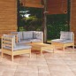 vidaXL 5-tlg. Garten-Lounge-Set mit Grauen Kissen Kiefer Massivholz vidaXL 5-tlg. Garten-Lounge-Set mit Grauen Kissen Kiefer Massivholz
