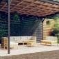 vidaXL 9-tlg. Garten-Lounge-Set mit Creme Kissen Massivholz Kiefer vidaXL 9-tlg. Garten-Lounge-Set mit Creme Kissen Massivholz Kiefer