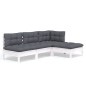vidaXL 4-tlg. Garten-Lounge-Set mit Kissen Weiß Kiefernholz vidaXL 4-tlg. Garten-Lounge-Set mit Kissen Weiß Kiefernholz