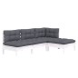 vidaXL 4-tlg. Garten-Lounge-Set mit Kissen Weiß Kiefernholz vidaXL 4-tlg. Garten-Lounge-Set mit Kissen Weiß Kiefernholz
