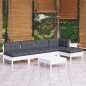 vidaXL 6-tlg. Garten-Lounge-Set mit Kissen Weiß Kiefernholz vidaXL 6-tlg. Garten-Lounge-Set mit Kissen Weiß Kiefernholz