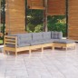 vidaXL 5-tlg. Garten-Lounge-Set mit Grauen Kissen Kiefernholz vidaXL 5-tlg. Garten-Lounge-Set mit Grauen Kissen Kiefernholz