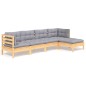 vidaXL 5-tlg. Garten-Lounge-Set mit Grauen Kissen Kiefernholz vidaXL 5-tlg. Garten-Lounge-Set mit Grauen Kissen Kiefernholz