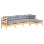 vidaXL 5-tlg. Garten-Lounge-Set mit Grauen Kissen Kiefernholz vidaXL 5-tlg. Garten-Lounge-Set mit Grauen Kissen Kiefernholz