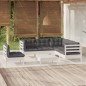 vidaXL 6-tlg. Garten-Lounge-Set mit Kissen Weiß Kiefernholz vidaXL 6-tlg. Garten-Lounge-Set mit Kissen Weiß Kiefernholz