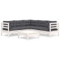 vidaXL 6-tlg. Garten-Lounge-Set mit Kissen Weiß Kiefer Massivholz vidaXL 6-tlg. Garten-Lounge-Set mit Kissen Weiß Kiefer Massivholz