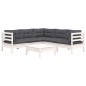 vidaXL 6-tlg. Garten-Lounge-Set mit Kissen Weiß Kiefer Massivholz vidaXL 6-tlg. Garten-Lounge-Set mit Kissen Weiß Kiefer Massivholz