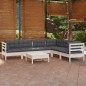 vidaXL 7-tlg. Garten-Lounge-Set mit Kissen Weiß Kiefer Massivholz vidaXL 7-tlg. Garten-Lounge-Set mit Kissen Weiß Kiefer Massivholz