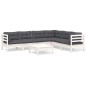 vidaXL 7-tlg. Garten-Lounge-Set mit Kissen Weiß Kiefer Massivholz vidaXL 7-tlg. Garten-Lounge-Set mit Kissen Weiß Kiefer Massivholz