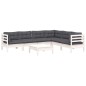 vidaXL 7-tlg. Garten-Lounge-Set mit Kissen Weiß Kiefer Massivholz vidaXL 7-tlg. Garten-Lounge-Set mit Kissen Weiß Kiefer Massivholz