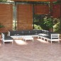 vidaXL 12-tlg. Garten-Lounge-Set mit Kissen Weiß Massivholz Kiefer vidaXL 12-tlg. Garten-Lounge-Set mit Kissen Weiß Massivholz Kiefer