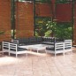 vidaXL 12-tlg. Garten-Lounge-Set mit Kissen Weiß Massivholz Kiefer vidaXL 12-tlg. Garten-Lounge-Set mit Kissen Weiß Massivholz Kiefer