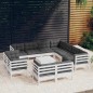 vidaXL 12-tlg. Garten-Lounge-Set mit Kissen Weiß Massivholz Kiefer vidaXL 12-tlg. Garten-Lounge-Set mit Kissen Weiß Massivholz Kiefer