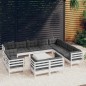 vidaXL 13-tlg. Garten-Lounge-Set mit Kissen Weiß Massivholz Kiefer vidaXL 13-tlg. Garten-Lounge-Set mit Kissen Weiß Massivholz Kiefer