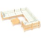 vidaXL 9-tlg. Garten-Lounge-Set mit Creme Kissen Kiefernholz vidaXL 9-tlg. Garten-Lounge-Set mit Creme Kissen Kiefernholz
