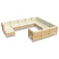 vidaXL 11-tlg. Garten-Lounge-Set mit Creme Kissen Kiefernholz vidaXL 11-tlg. Garten-Lounge-Set mit Creme Kissen Kiefernholz