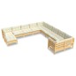 vidaXL 11-tlg. Garten-Lounge-Set mit Creme Kissen Kiefernholz vidaXL 11-tlg. Garten-Lounge-Set mit Creme Kissen Kiefernholz