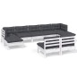 vidaXL 9-tlg. Garten-Lounge-Set mit Kissen Weiß Kiefernholz vidaXL 9-tlg. Garten-Lounge-Set mit Kissen Weiß Kiefernholz
