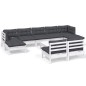 vidaXL 10-tlg. Garten-Lounge-Set mit Kissen Weiß Kiefernholz vidaXL 10-tlg. Garten-Lounge-Set mit Kissen Weiß Kiefernholz