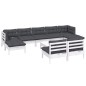 vidaXL 10-tlg. Garten-Lounge-Set mit Kissen Weiß Kiefernholz vidaXL 10-tlg. Garten-Lounge-Set mit Kissen Weiß Kiefernholz